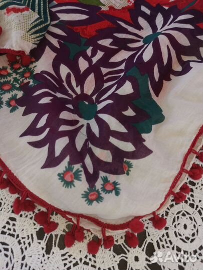 Большой платок хлопок с бубенчиками