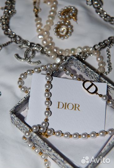 Набор CD Dior серьги и чокер-подвеска