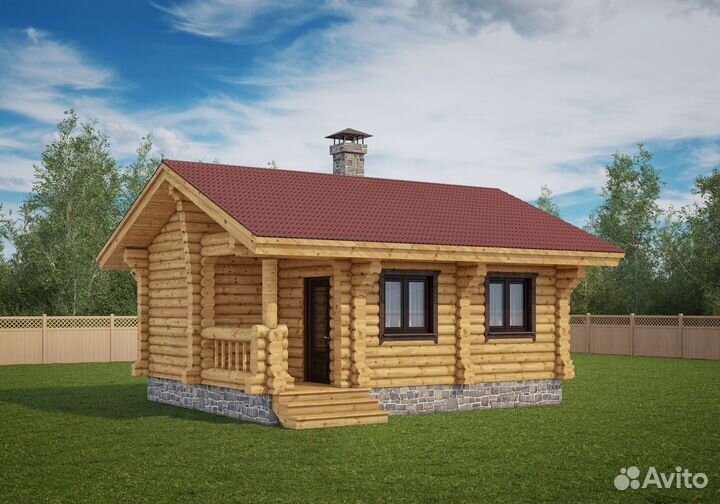 Строительство бани из оцилиндрованного бревна