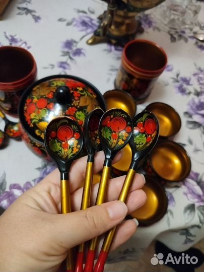 Набор деревянной посуды хохлома СССР