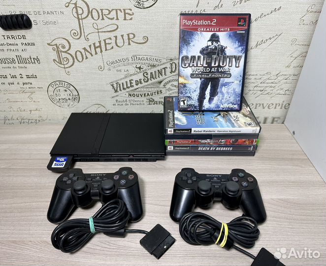 PS2 Slim + 6 лицензионных игр