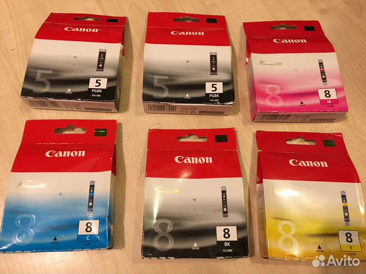 Картриджи cli-8c, cli-8y, cli-8m, cli-8bk, pgi-5bk