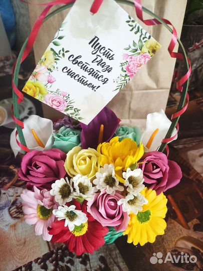 Цветы, букет, Весенняя корзина цветов