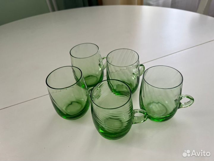 Стаканы кружки СССР цветное стекло зеленые