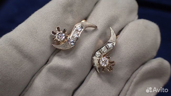 Золотые серьги с бриллиантами 0.48 карат СССР