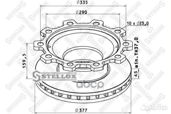 85-00808-SX диск тормозной 377/290x45/160,10n