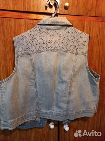 Жилетка безрукавка джинсовая р- р 54