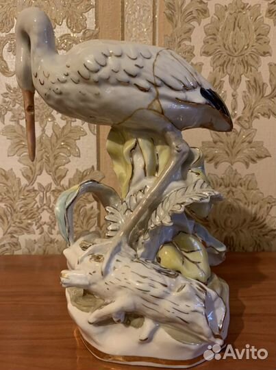Фарфоровая статуэтка»Цапля» времен СССР