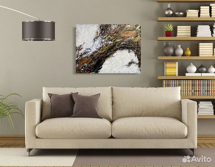Картина маслом в гостиную над диваном абстракция