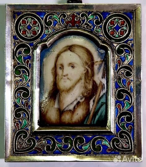Икона Иоанн Предтеча. Серебро. Эмали