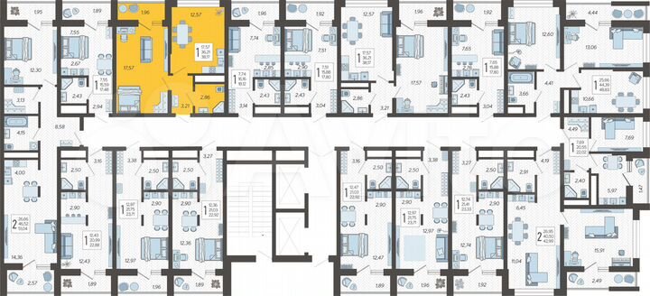 1-к. квартира, 38,2 м², 12/19 эт.