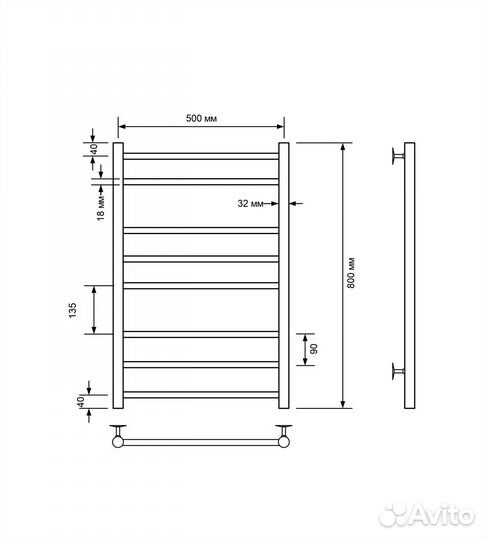 Водяной полотенцесушитель Comfysan Luce W-8 53х80