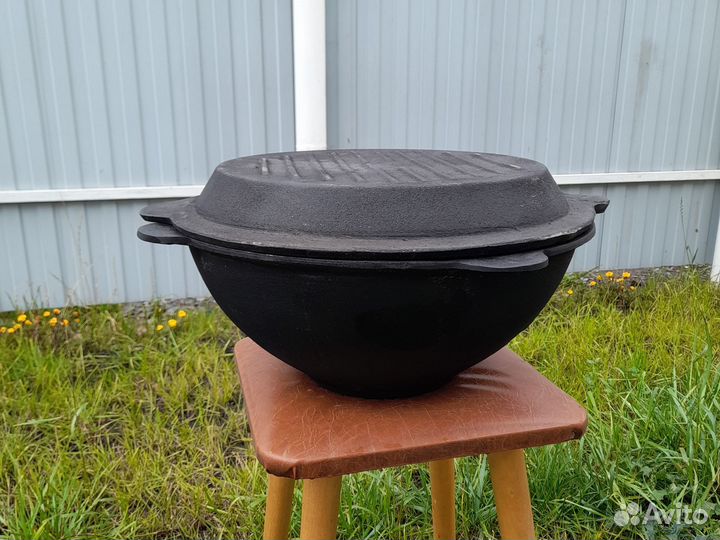 Казан чугунный с крышкой сковородой