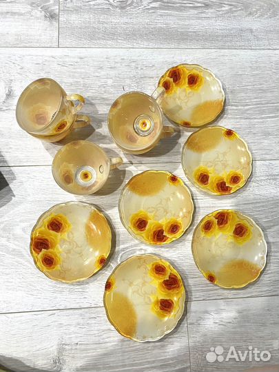 Чайный набор на 6 персон кружки + тарелки стекло