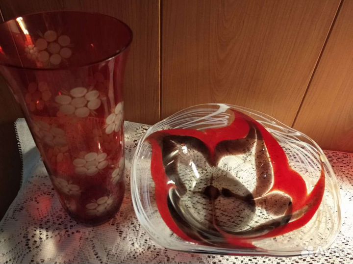 Синий вазы цветное стекло