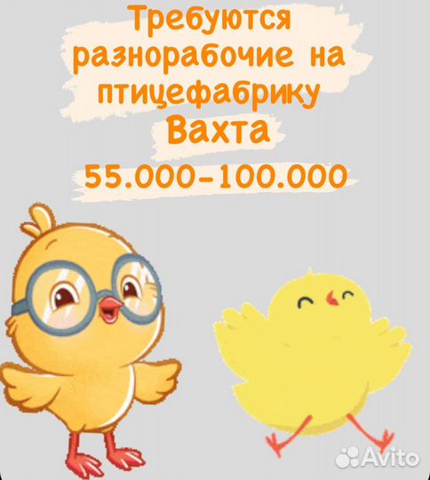 Разнорабочий птицефабрика Катайск вахта