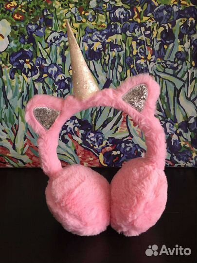 Мягкие зимние наушники с ушками