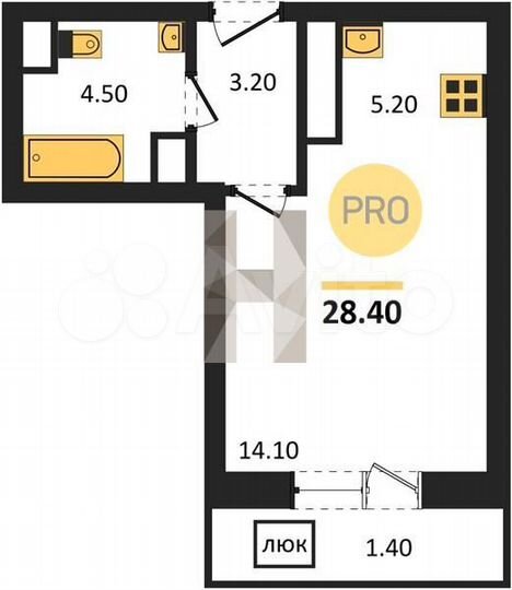 Квартира-студия, 28,4 м², 8/21 эт.