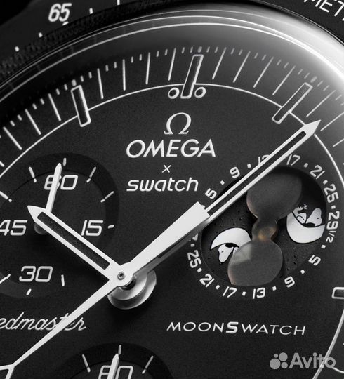 Часы Omega x Swatch черные Snoopy