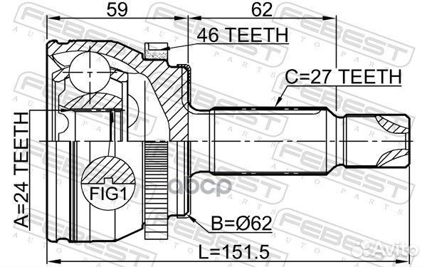 Шрус наружный 24X64.5X27 1210CRE20A46 Febest