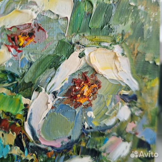 Картина маслом с цветами миниатюра цветы в вазе