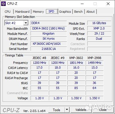 Оперативная память DDR4 32Gb 3600Mhz Kingston fury