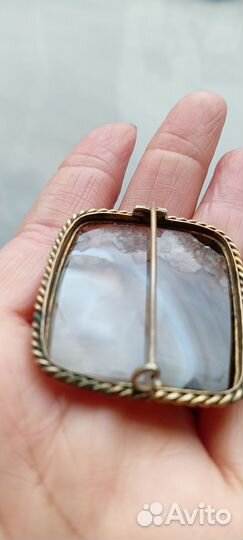 Брошь старинная натуральный агат СССР