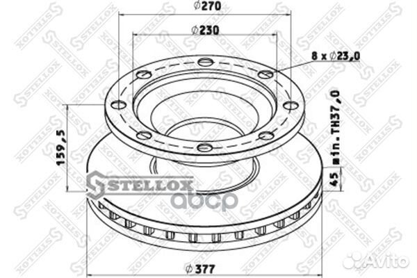 85-00804-SX диск тормозной 377/230x45/159.5 8n
