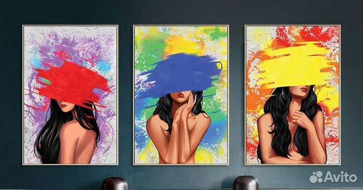 Яркая картина маслом для интерьера девушка