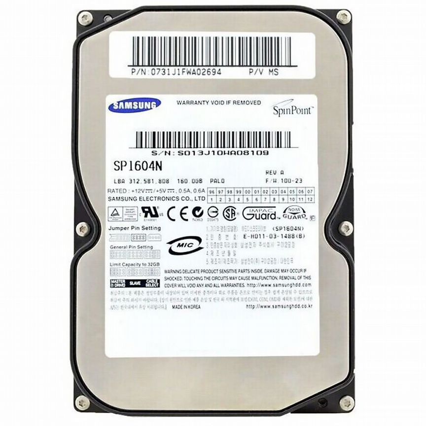 [SP1604N] Жесткий Диск Samsung 160gb Ide 3.5" Sp1604n