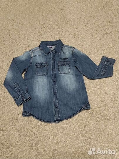 Джинсовая рубашка детская размер 122 (6-7 лет)