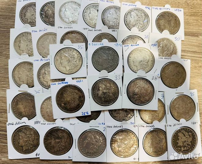 Серебрянные монеты 1 доллар 1878-1922гг