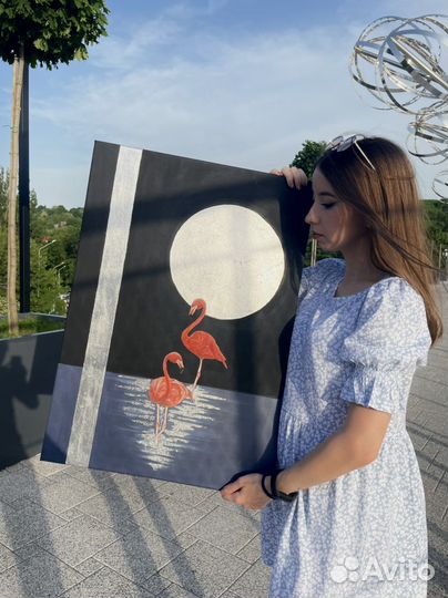 Картина «розовые фламинго»