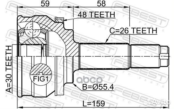 Шрус наружный 30X55.4X26 1510004A48 Febest