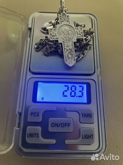 Серебряная цепь с крестом 55см