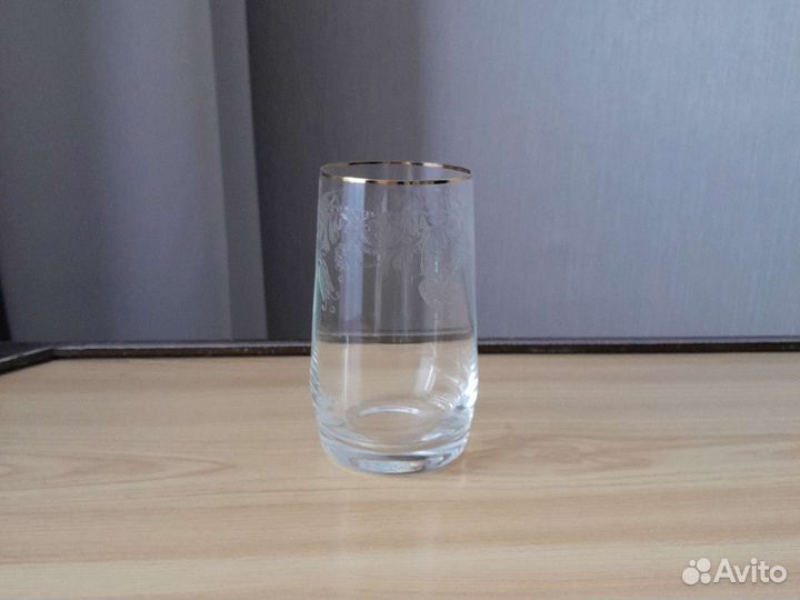 Стакан для воды Чехия, чешское стекло с позолотой