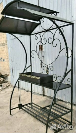 Мангал с печью под казан и крышей