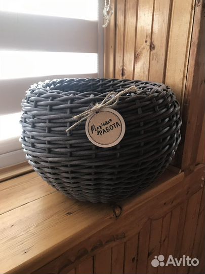 Кашпо для цветов из искуственного ротанга (горшок)