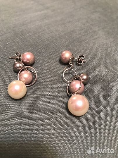 Серьги из серебра 925 пробы с жемчугом Majorica