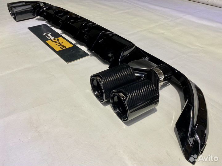 Диффузор агрессор BMW G20 + насадки м стиль карбон