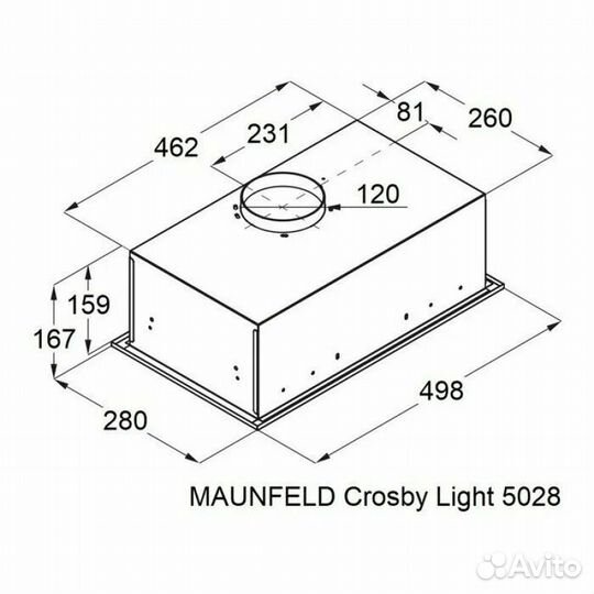 Вытяжка встраиваемая Maunfeld Crosby Light 5028 бе