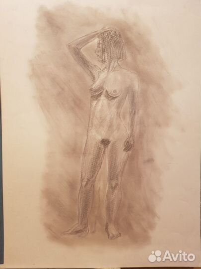 Рисунок натура женщина мархи (2 шт. сепия и уголь)