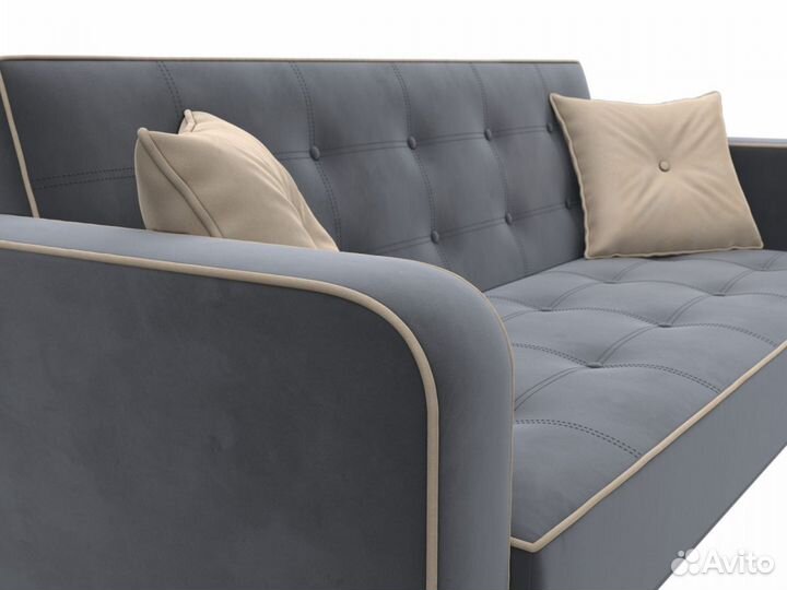 Диван-книжка Тур, велюр, серый, бежевый, бежевый