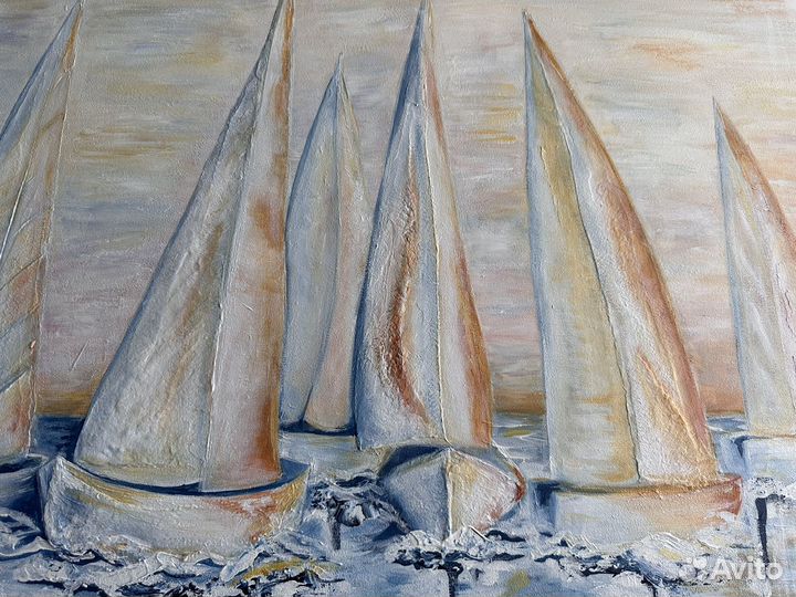 Картина на холсте текстурная «Парусная Регата«