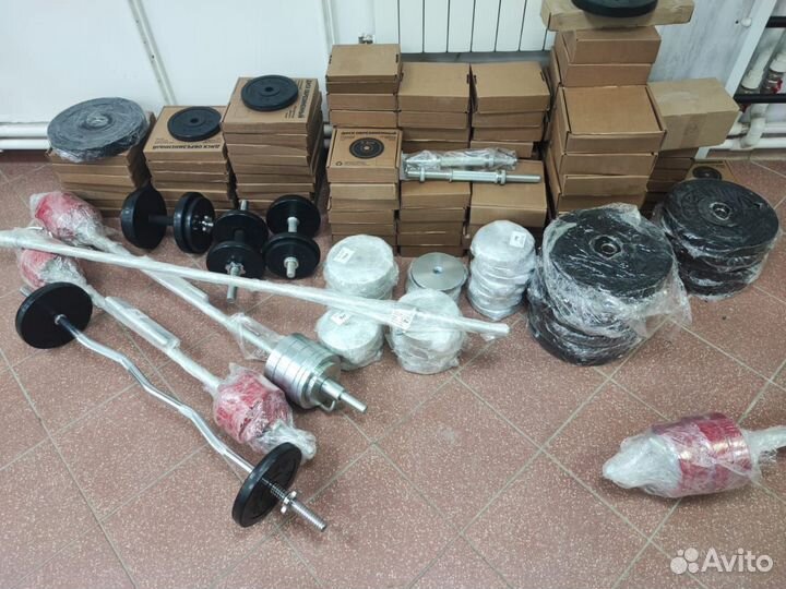 Штанги, гантели, обрезиненные диски