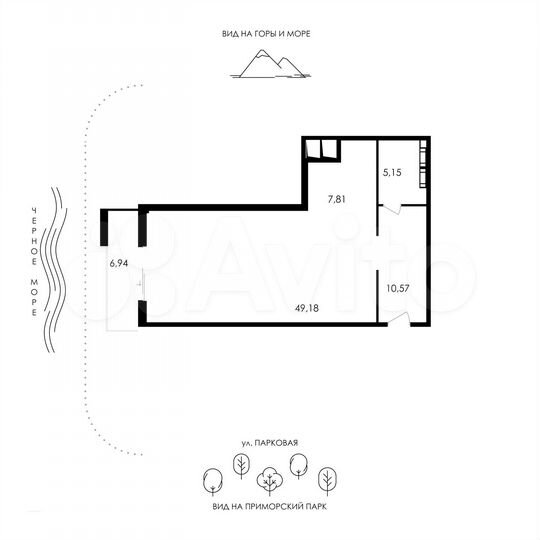 1-к. апартаменты, 79,7 м², 5/12 эт.