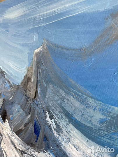 Большая картина маслом снежные горы Интерьерная