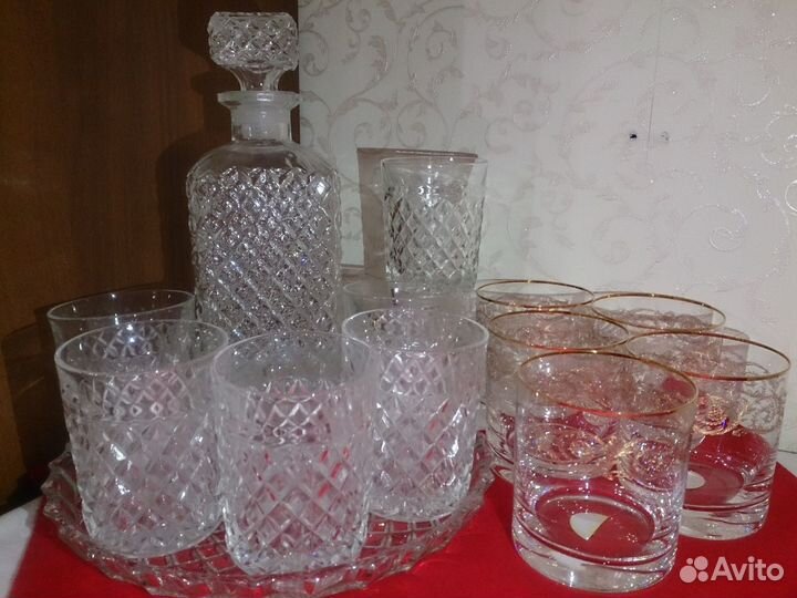 Набор для виски Хрусталь Чехия Блюдо Рюмки