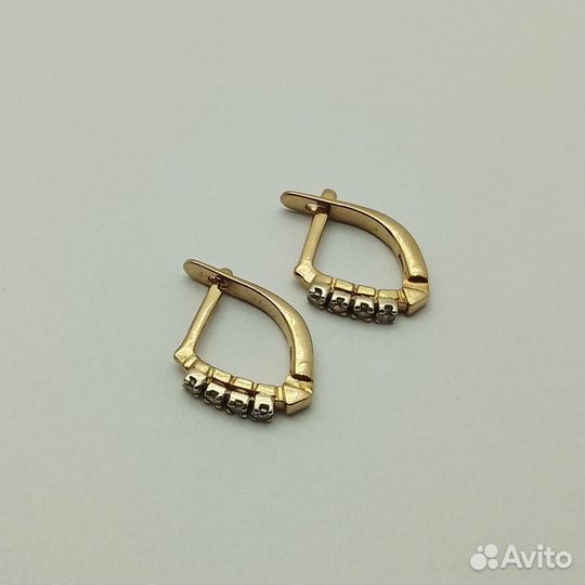 Щ43а, Серьги с камнями, золото 585, (id 60948)