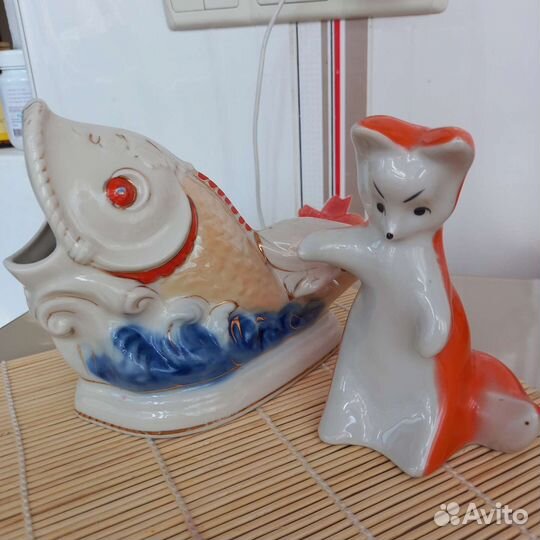 Статуэтка СССР Рыбка, лисичка, салфетница фарфор
